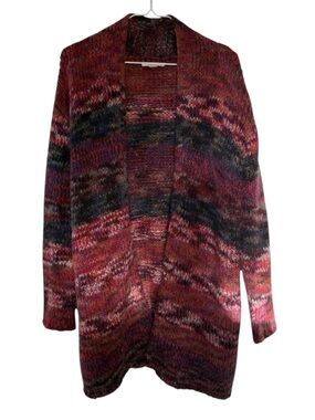 Esprit Knit Sweater Duster Cardigan Pink Black Multicolour Pockets Women’s Small